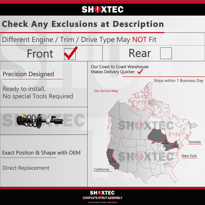 Shoxtec Front Complete Strut Assembly Replacement For 2016-2023 Nissan Maxima, Repl Part No. 1333857L,1333857R