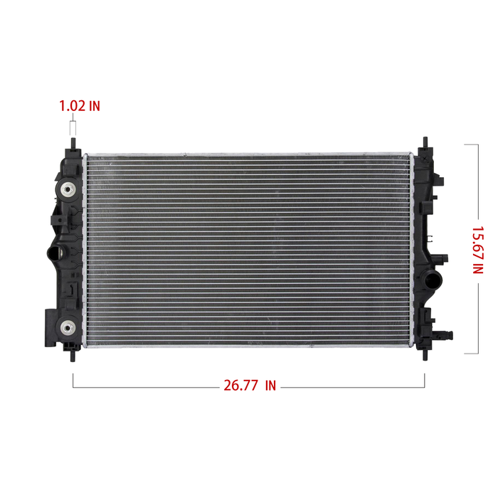 Shoxtec Reemplazo del radiador de núcleo de aluminio para Chevrolet Cruze 2010-2016 Repl No. CU13197
