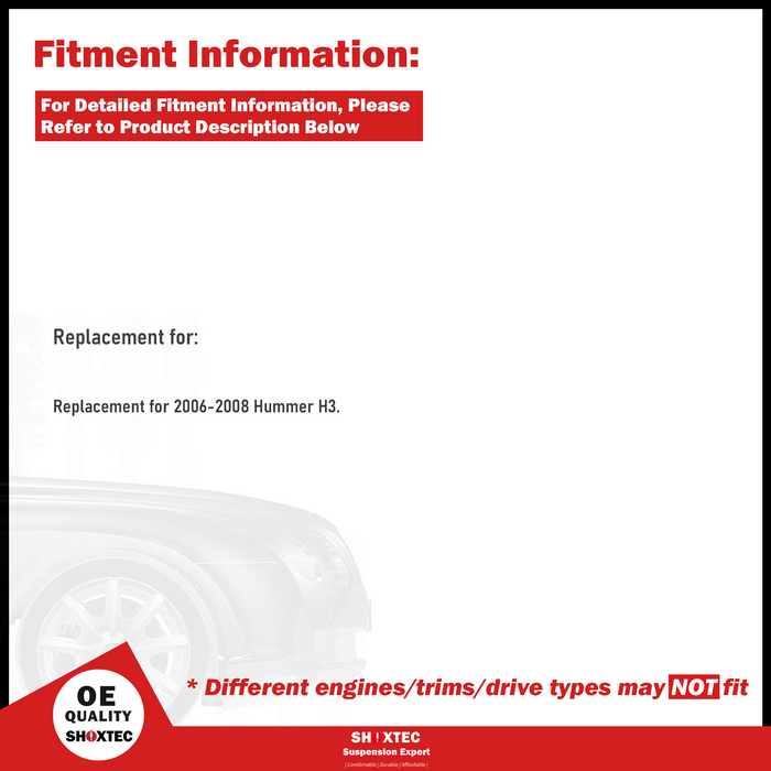 Shoxtec Front Wheel Bearing Hub Assembly Replacement for 2006-2008 HummerH3 Drive and Passenger side Repl. no 515093