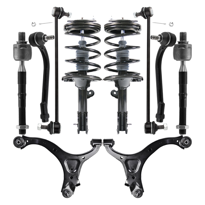 Shoxtec 10pc Suspension Kit Replacement for 2007-2009 Hyundai Santa Fe Includes 2 Complete Struts 2 Sway Bars 2 Inner 2 Outer Tie Rod Ends 2 Lower Control Arms and Ball Joints