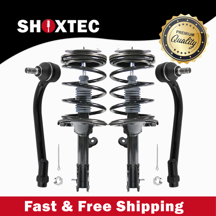 Shoxtec 4pc Front Suspension Shock Absorber Kits Replacement for 2007-2009 Hyundai Santa Fe with 2.7L V6 and 3.3L V6 engines Includes 2 Complete Struts 2 Front Outer Tie Rod End