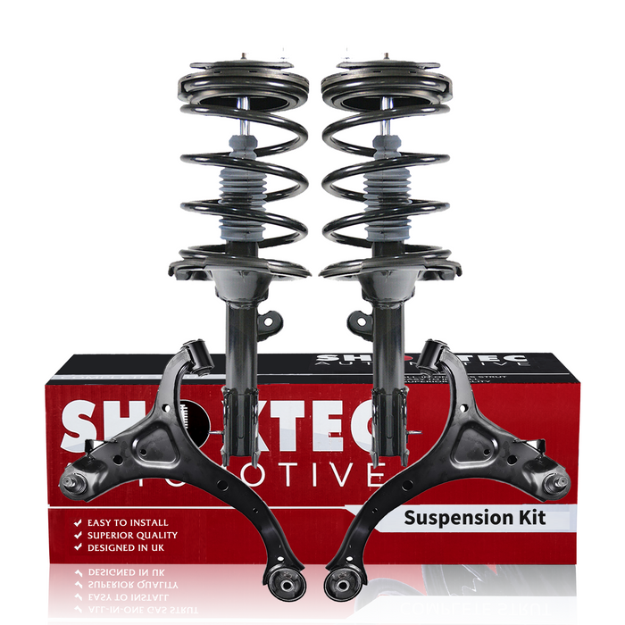 Shoxtec 4pc Front Suspension Shock Absorber Kits Replacement for 2007-2009 Hyundai Santa Fe with 2.7L V6 and 3.3L V6 engines Includes 2 Complete Struts 2 Front Lower Control Arm and Ball Joint
