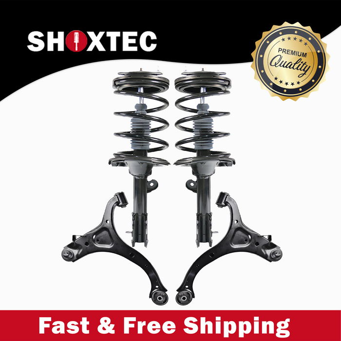 Shoxtec 4pc Front Suspension Shock Absorber Kits Replacement for 2007-2009 Hyundai Santa Fe with 2.7L V6 and 3.3L V6 engines Includes 2 Complete Struts 2 Front Lower Control Arm and Ball Joint