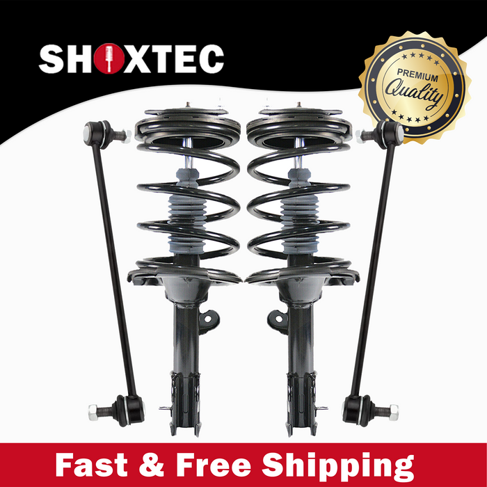 Shoxtec 4pc Front Suspension Shock Absorber Kits Replacement for 2007-2009 Hyundai Santa Fe with 2.7L V6 and 3.3L V6 engines Includes 2 Complete Struts 2 Front Sway Bar End Link