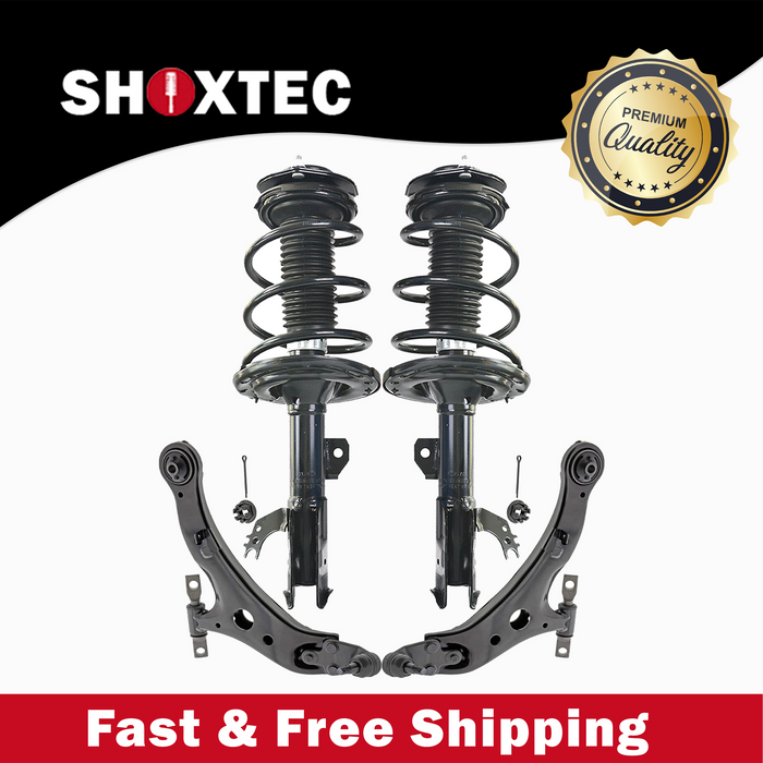 Shoxtec 4pc Front Suspension Shock Absorber Kits Replacement for 2012-2014 Toyota Camry SE Model Only 2.5L I4 Includes 2 Complete Struts 2 Front Lower Control Arms and Ball Joint Assembly