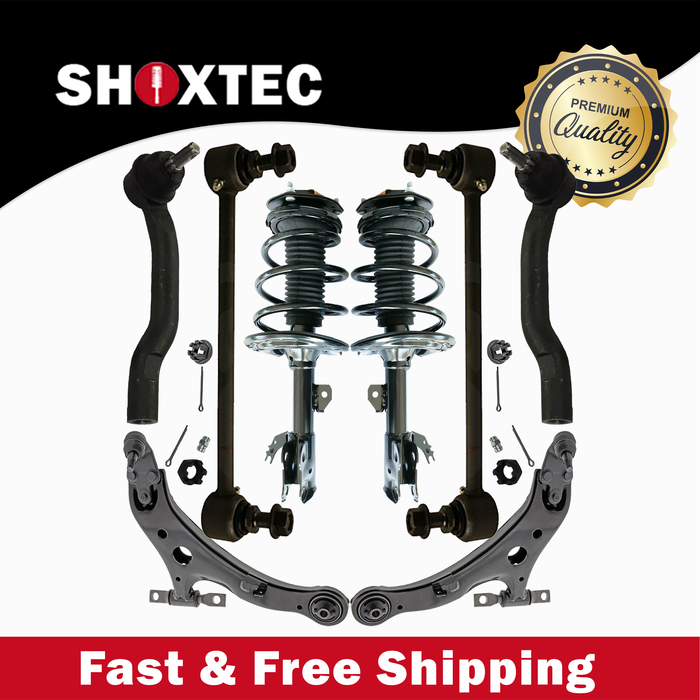Shoxtec 8pc Suspension Kit Replacement for 2013-2015 Toyota Avalon Includes 2 Complete Struts 2 Sway Bars 2 Outer Tie Rod Ends 2 Control Arms