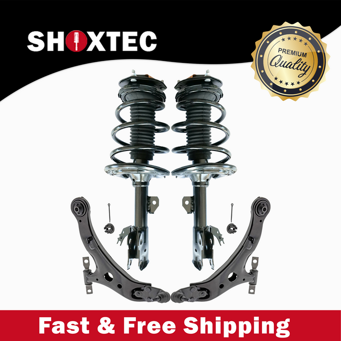Shoxtec 4pc Front Suspension Shock Absorber Kits Replacement for 2013-2015 Toyota Avalon Includes 2 Complete Struts 2 Front Lower Control Arms and Ball Joint Assembly