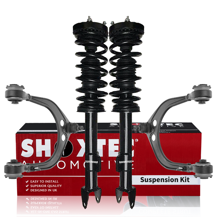 Shoxtec 4pc Front Suspension Shock Absorber Kits Replacement for 2006-2010 Dodge Charger 2006 Dodge Magnum RWD Only Includes 2 Complete Struts 2 Front Upper Control Arm and Ball Joint Assembly