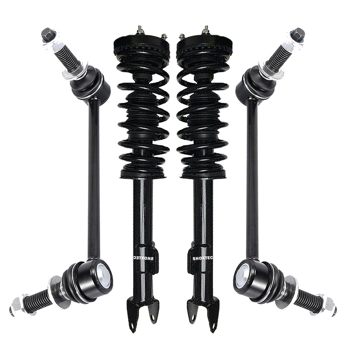 Shoxtec 4pc Front Suspension Shock Absorber Kits Replacement for 2006-2010 Dodge Charger 2006 Dodge Magnum RWD Only Includes 2 Complete Struts 2 Front Sway Bars End Link