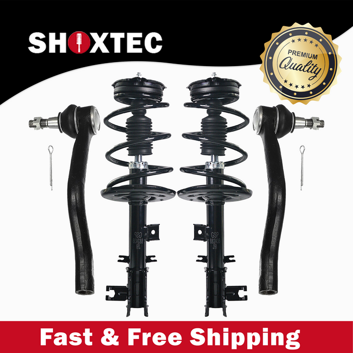 Shoxtec 4pc Front Suspension Shock Absorber Kits Replacement for 2009-2010 Nissan Murano 3.5L V6 Includes 2 Complete Struts 2 Outer Tie Rod Ends