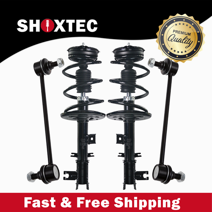 Shoxtec 4pc Front Suspension Shock Absorber Kits Replacement for 2009-2010 Nissan Murano 3.5L V6 Includes 2 Complete Struts 2 Front Sway Bar End Link