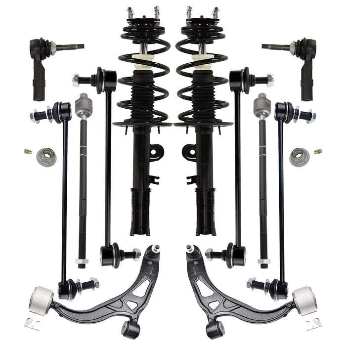 Shoxtec 10pc Suspension Kit Replacement for 2011 - 2013 Ford Explorer Includes 2 Complete Struts 2 Sway Bars 2 Inner 2 Outer Tie Rod Ends 2 Lower Control Arms and Ball Joints
