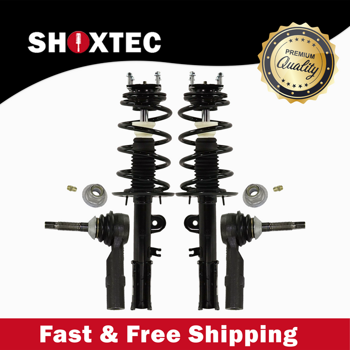 Shoxtec 4pc Front Suspension Shock Absorber Kits Replacement for 2011-2013 Ford Explorer FWD Only Fits manufactured up to Sept. 04, 2012 Includes 2 Complete Struts 2 Outer Tie Rod End