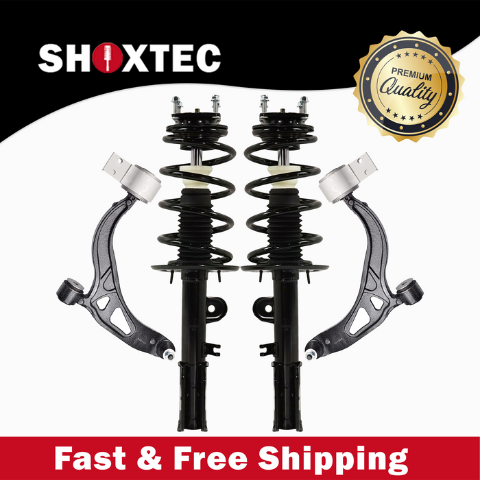 Shoxtec 4pc Front Suspension Shock Absorber Kits Replacement for 2011-2013 Ford Explorer FWD Only Fits manufactured up to Sept. 04, 2012. Includes 2 Complete Struts 2 Front Lower Control Arms