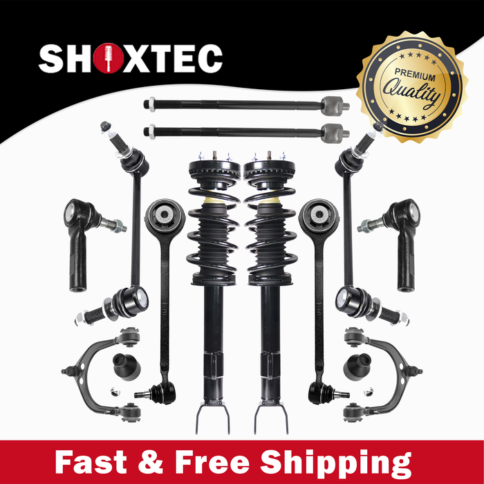 Shoxtec Front End 12pc Suspension Kit Replacement for 12-19 Dodge Challenger 12-17 Dodge Charger Includes 2 Complete Struts 2 Sway Bars 2 Inner Tie Rods 2 Outer Tie Rods 2 Upper&Lower Control Arms