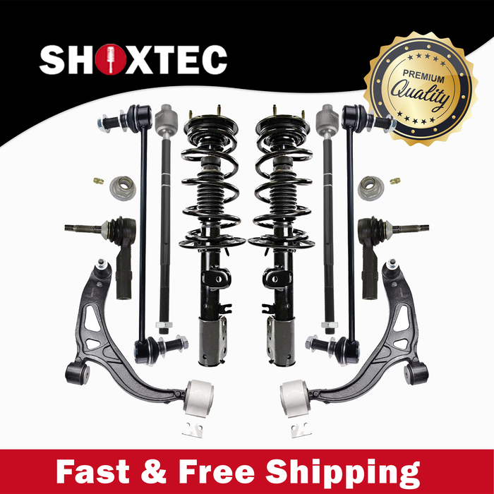 Shoxtec 10pc Suspension Kit Replacement for 13-19 Ford Explorer Includes 2 Complete Struts 2 Sway Bars 2 Inner and Outer Tie Rod Ends 2 Lower Control Arms and Ball Joints
