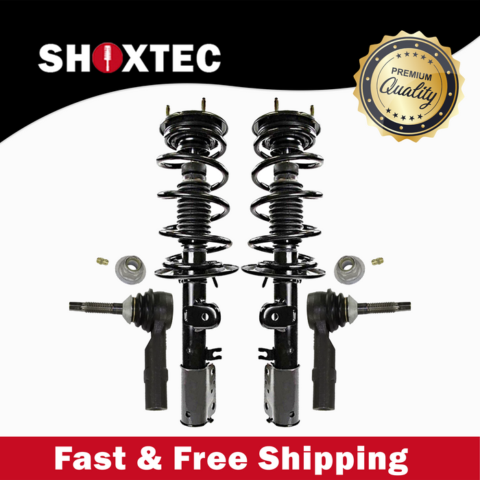 Shoxtec 4pc Front Suspension Shock Absorber Kits Replacement for 2013-2019 Ford Explorer Includes 2 Complete Struts 2 Outer Tie Rod End