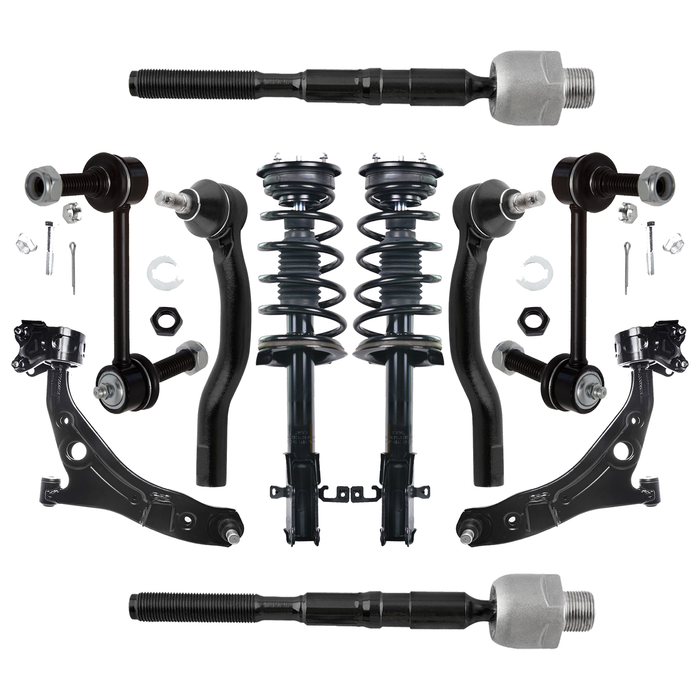 Shoxtec Front End 10pc Suspension Kit Replacement for 07-10 Ford Edge 07-10 Lincoln MKX; FWD only. Includes 2 Complete Struts 2 Sway Bars 2 Inner Tie Rods 2 Outer Tie Rods 2 Control Arms