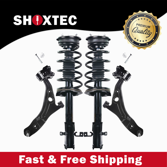 Shoxtec 4pc Front Suspension Shock Absorber Kits Replacement for 2007-2010 Ford Edge FWD only 2007-2010 Lincoln MKX FWD only Includes 2 Complete Struts 2 Lower Control Arm And Ball Joint Assembly