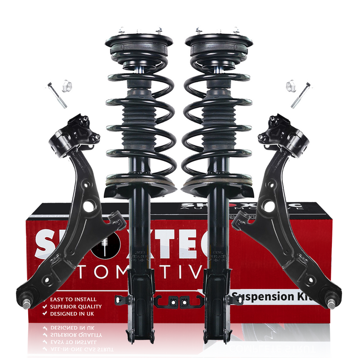 Shoxtec 4pc Front Suspension Shock Absorber Kits Replacement for 2007-2010 Ford Edge FWD only 2007-2010 Lincoln MKX FWD only Includes 2 Complete Struts 2 Lower Control Arm And Ball Joint Assembly