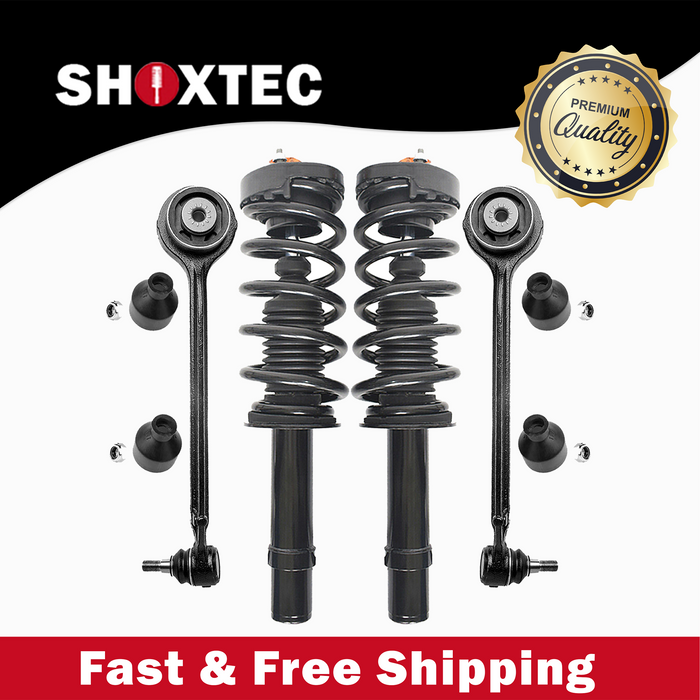 Shoxtec 4pc Front Suspension Shock Absorber Kits Replacement for 12-19 Dodge Charger 12-19 Chrysler 300 AWD only Includes 2 Complete Struts 2 Front Control Arm and Ball Joint Assembly