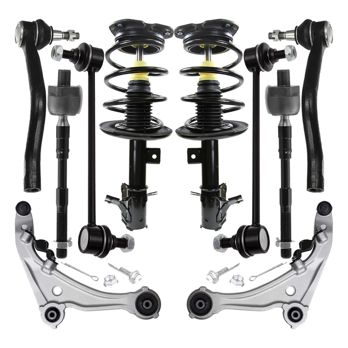 Shoxtec 10pc Suspension Kit Replacement for 2008-2011 Nissan Altima Includes 2 Complete Struts 2 Sway Bars 2 Inner Tie Rods 2 Outer Tie Rod Ends 2 Lower Control Arms