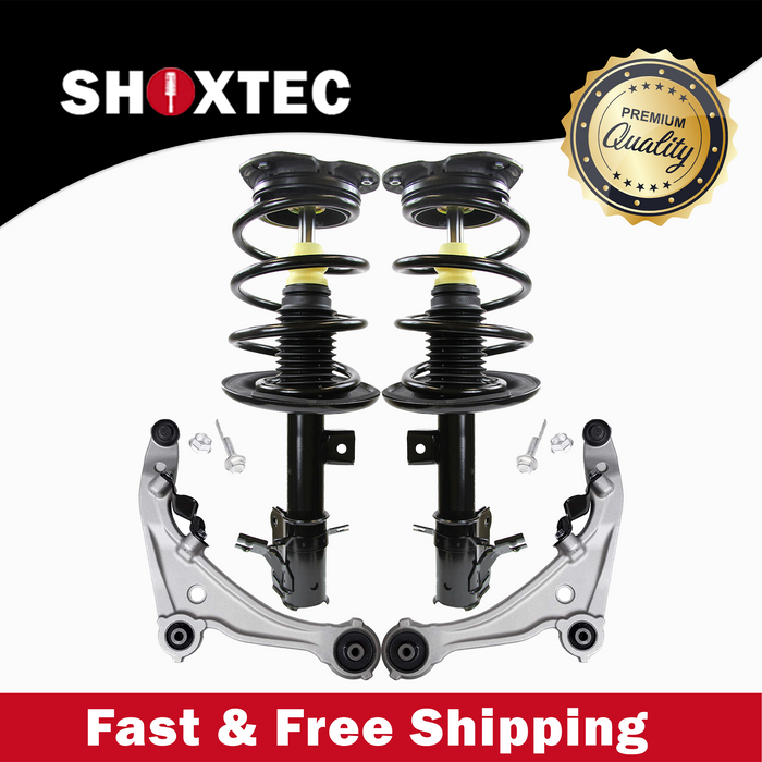 Shoxtec 4pc Front Suspension Shock Absorber Kits Replacement for 2008-2011 Nissan Altima Submodels Sedan Hybrid ELECTRIC/GAS Includes 2 Complete Struts 2 Front Lower Control Arm and Ball Joint