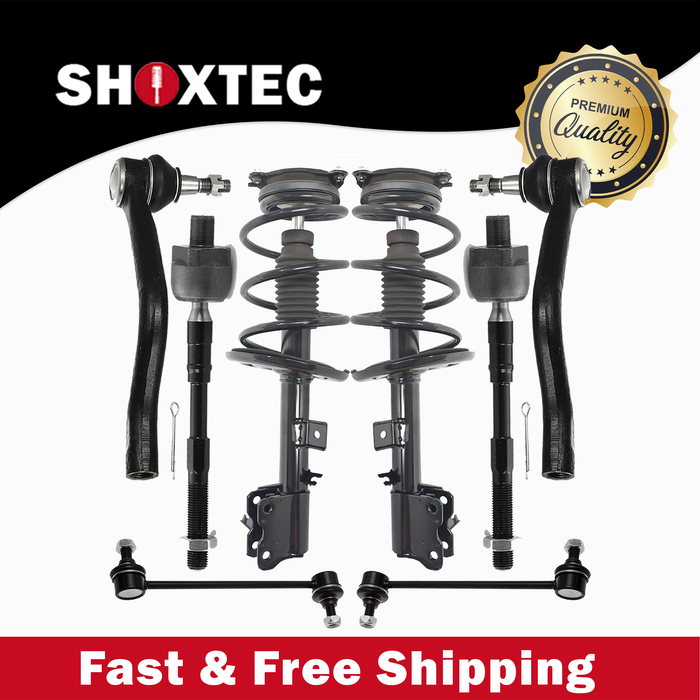 Shoxtec 6pc Suspension Kit Replacement for Replacement for 2011-2013 Nissan Murano FWD Only Includes 2 Complete Struts 2 Sway Bars 2 Outer Tie Rod Ends Repl. No K750784 K750783 ES800357 ES800358
