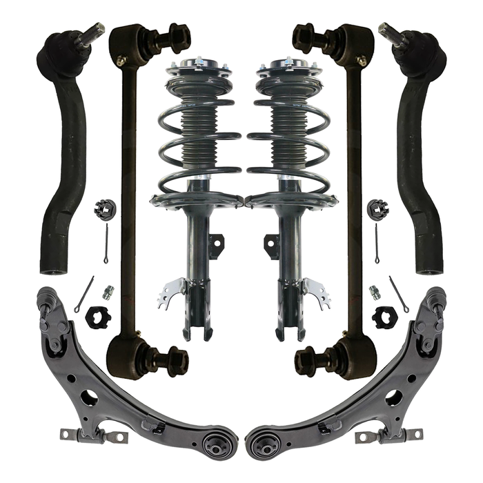 Shoxtec 8pc Suspension Kit Replacement for 2012-2014 Toyota Camry Includes 2 Complete Struts 2 Sway Bars 2 Outer Tie Rod Ends 2 Control Arms