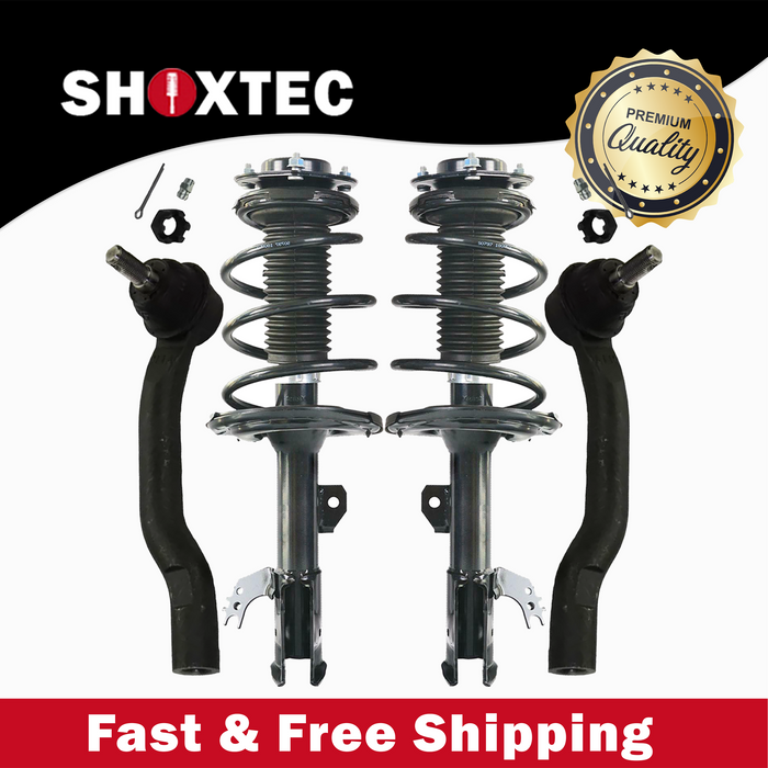 Shoxtec 4pc Front Suspension Shock Absorber Kits Replacement for 2012-2014 Toyota Camry Includes 2 Complete Struts 2 Outer Tie Rod End