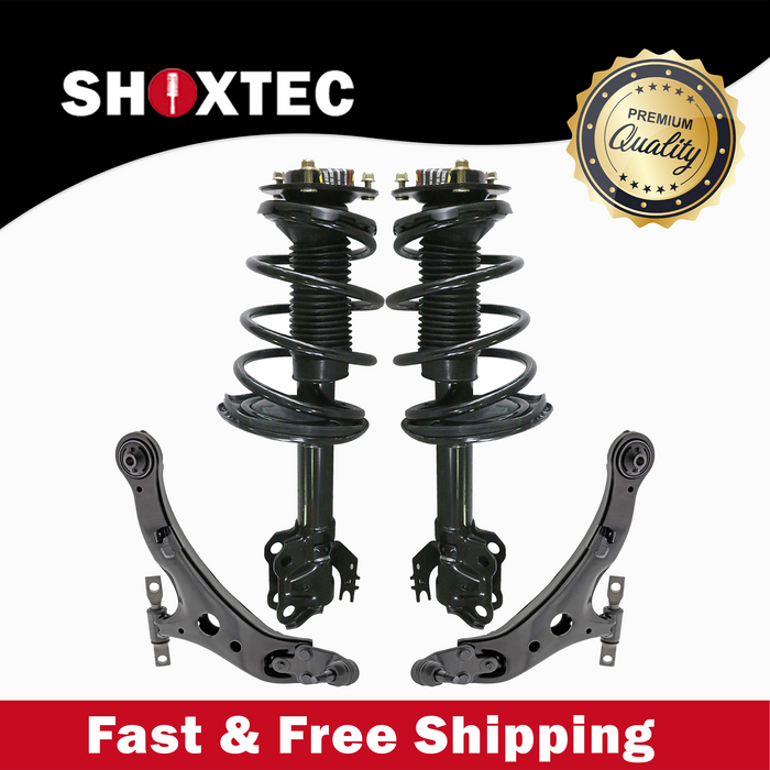 Shoxtec 4pc Front Suspension Shock Absorber Kits Replacement for 2012-2017 Toyota Camry E Includes 2 Complete Struts 2 Front Lower Control Arms and Ball Joint Assembly