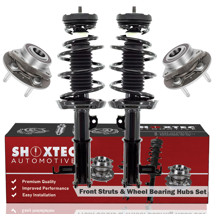 Shoxtec Front Struts Wheel Bearing Hubs Set Replacement for 2018-2019 Chevrolet Impala; V6 3.6L Engine Only Repl. Part No. 2333714LR 513282