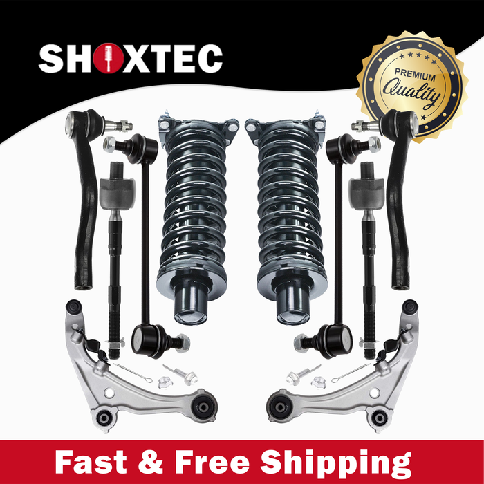 Shoxtec 10pc Suspension Kit Replacement for 2005-2006 Jeep Liberty; Diesel Engine Only Includes 2 Complete Struts 2 Sway Bars 2 Inner Tie Rods 2 Outer Tie Rod Ends 2 Lower Control Arms