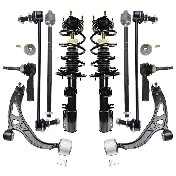 Shoxtec 10pc Suspension Kit Replacement for 2011-2013 Ford Explorer Includes 2 Complete Struts 2 Sway Bars 2 Inner 2 Outer Tie Rod Ends 2 Lower Control Arms and Ball Joints