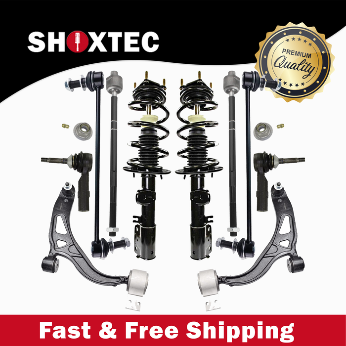 Shoxtec 10pc Suspension Kit Replacement for 2011-2013 Ford Explorer Includes 2 Complete Struts 2 Sway Bars 2 Inner 2 Outer Tie Rod Ends 2 Lower Control Arms and Ball Joints