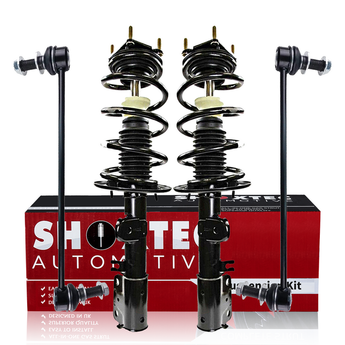 Shoxtec 4pc Front Suspension Shock Absorber Kits Replacement for 2011-2013 Ford Explorer AWD Only Includes 2 Complete Struts 2 Front Sway Bar End Link