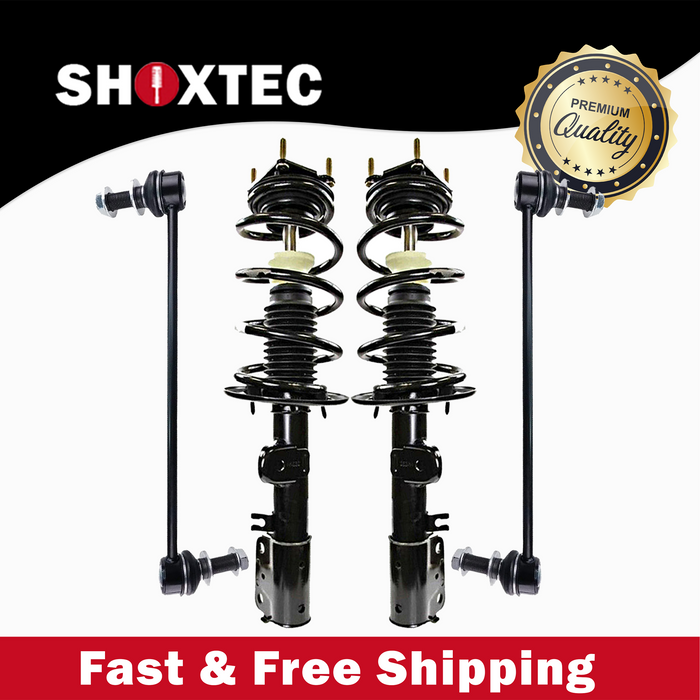 Shoxtec 4pc Front Suspension Shock Absorber Kits Replacement for 2011-2013 Ford Explorer AWD Only Includes 2 Complete Struts 2 Front Sway Bar End Link