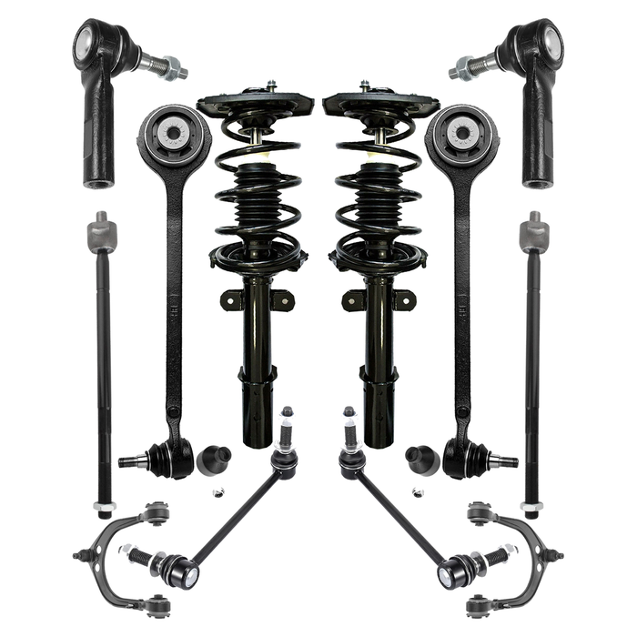 Shoxtec Front End 12pc Suspension Kit Replacement for 12-19 Chrysler 300 12-19 Dodge Challenger 11-17 Charger 2 Complete Struts 2 Sway Bars 2 Inner Tie Rods 2 Outer Tie Rods 2 Upper&Lower Control Arms