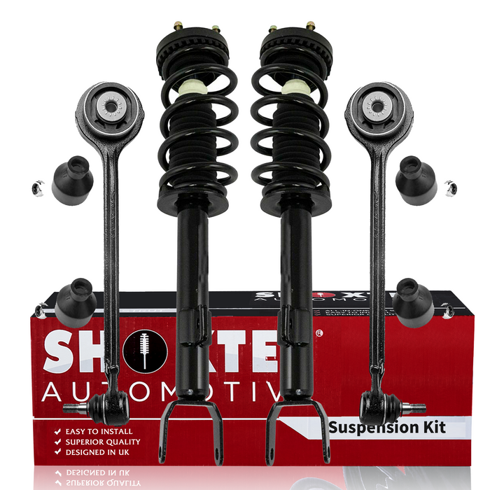Shoxtec 4pc Front Suspension Shock Absorber Kits Replacement for 2012-2019 Chrysler 300 2012-2019 Dodge Challenger 2012-2017 Dodge Charger Includes 2 Complete Struts 2 Front Control Arm and Ball Joint Assembly