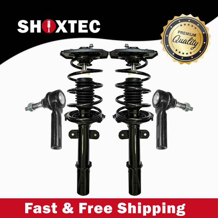 Shoxtec 4pc Front Suspension Shock Absorber Kits Replacement for 2012-2019 Chrysler 300 2012-2019 Dodge Challenger 2012-2017 Dodge Charger Includes 2 Complete Struts 2 Front Outer Tie Rod Ends