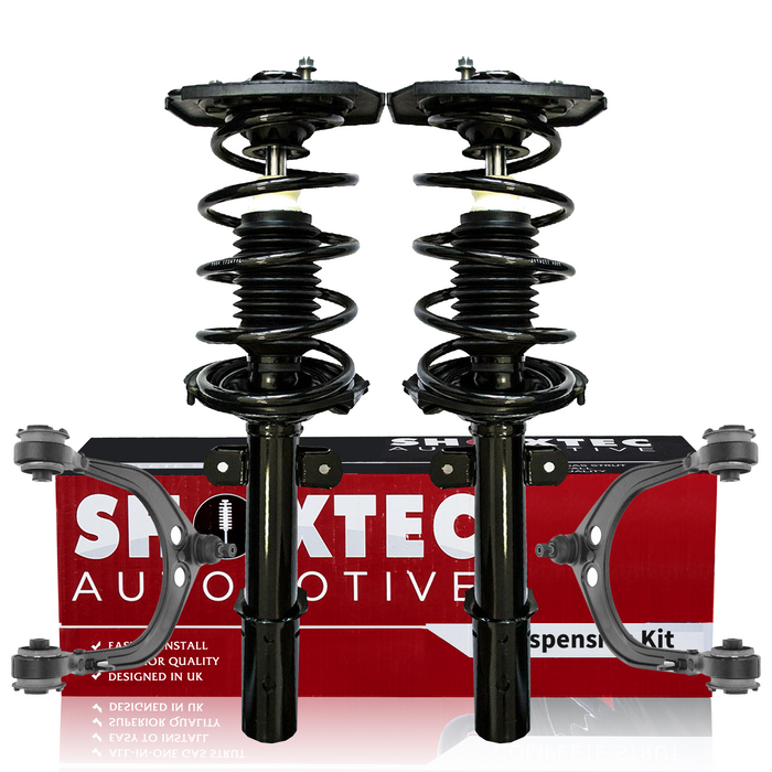 Shoxtec 4pc Front Suspension Shock Absorber Kits Replacement for 2012-2019 Chrysler 300 2012-2019 Dodge Challenger 2012-2017 Dodge Charger Includes 2 Complete Struts 2 Front Upper Control Arm and Ball Joint Assembly