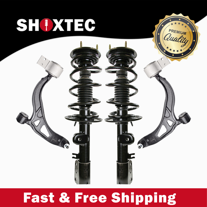 Shoxtec 4pc Front Suspension Shock Absorber Kits Replacement for 2013-2018 Ford Explorer Includes 2 Complete Struts 2 Front Lower Control Arm and Ball Joint Assembly