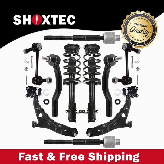 Shoxtec Front End 10pc Suspension Kit Replacement for 07-10 Ford Edge 07-10 Lincoln MKX; Fits AWD only. Includes 2 Complete Struts 2 Sway Bars 2 Inner Tie Rods 2 Outer Tie Rods 2 Control Arms