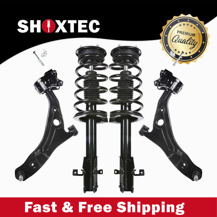 Shoxtec 4pc Front Suspension Shock Absorber Kits Replacement for 2007-2010 Ford Edge 2007-2010 Lincoln MKX AWD Only Includes 2 Complete Struts 2 Front Lower Control Arm and Ball Joint Assembly
