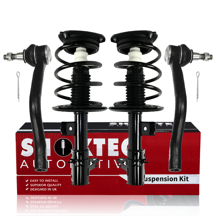 Shoxtec 4pc Front Suspension Shock Absorber Kits Replacement for 2007-2012 Nissan Altima 2.5L L4 Engine All Sedan models S Coupe models includes 2 Complete Struts 2 Outer Tie Rod Ends