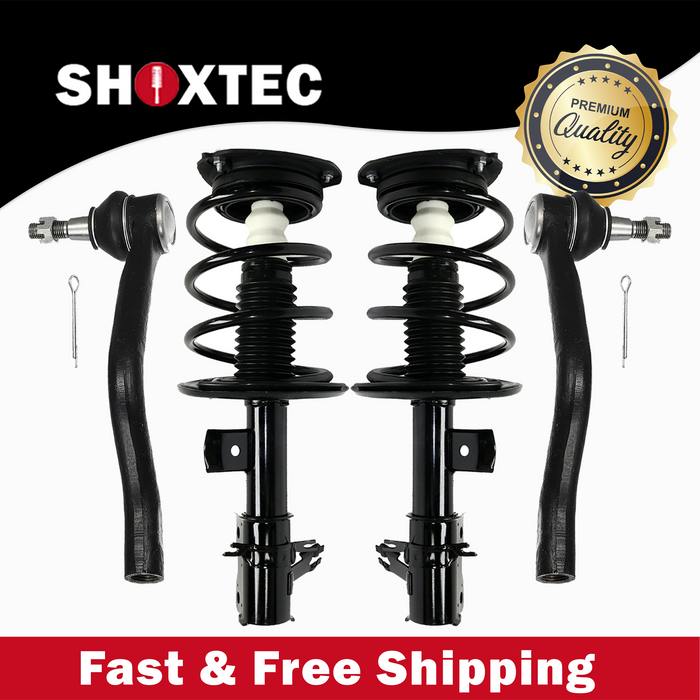 Shoxtec 4pc Front Suspension Shock Absorber Kits Replacement for 2007-2012 Nissan Altima 2.5L L4 Engine All Sedan models S Coupe models includes 2 Complete Struts 2 Outer Tie Rod Ends