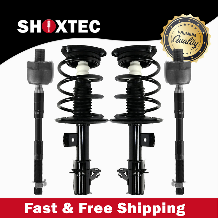 Shoxtec 4pc Front Suspension Shock Absorber Kits Replacement for 2007-2012 Nissan Altima 2.5L L4 Engine All Sedan models S Coupe models includes 2 Complete Struts 2 Inner Tie Rod Ends