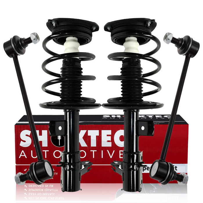 Shoxtec 4pc Front Suspension Shock Absorber Kits Replacement for 2007-2012 Nissan Altima 2.5L L4 Engine All Sedan models S Coupe models includes 2 Complete Struts 2 Front Sway Bar End Link
