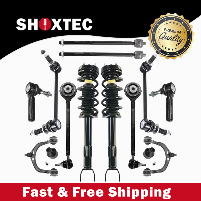 Shoxtec 12pc Suspension Kit Replacement for 11 Dodge Challenger 11 Dodge Charger 14-19 Charger Includes 2 Complete Struts 2 Sway Bars 2 Inner Tie Rods 2 Outer Tie Rods 2 Upper&Lower Control Arms