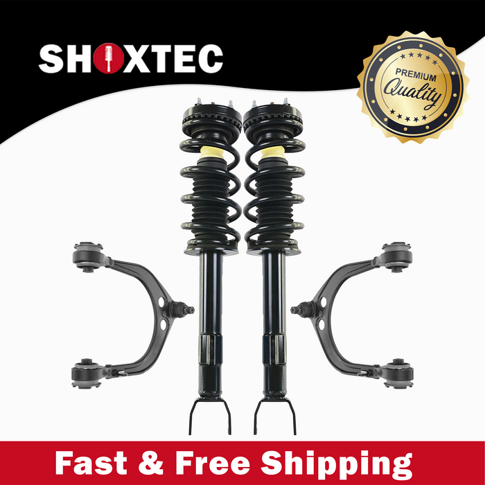 Shoxtec 4pc Front Suspension Shock Absorber Kits Replacement for 2011 Dodge Challenger 2011 Dodge Charger 14-19 Dodge Charger RWD Includes 2 Complete Struts 2 Front Upper Control Arms